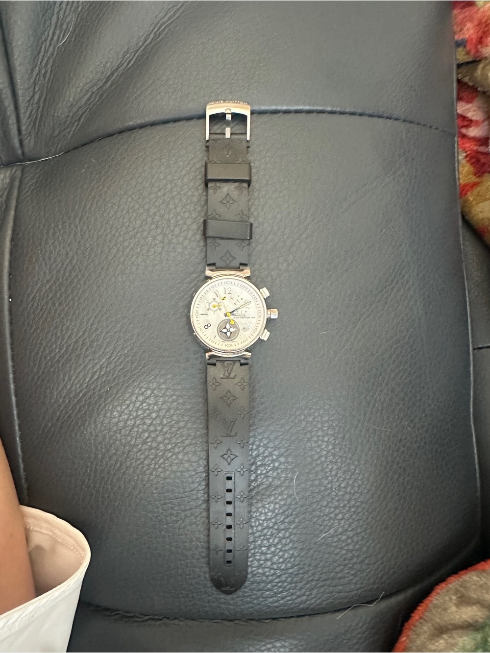 Louis Vuitton Black Monogram Rubber Strap Chronograph Watch
